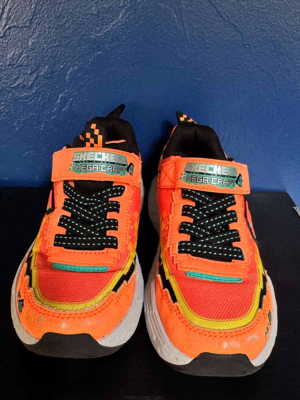 Skechers Kids Neon Orange Light-Up Pixel-Pattern Sneakers - Picture 3 of 7